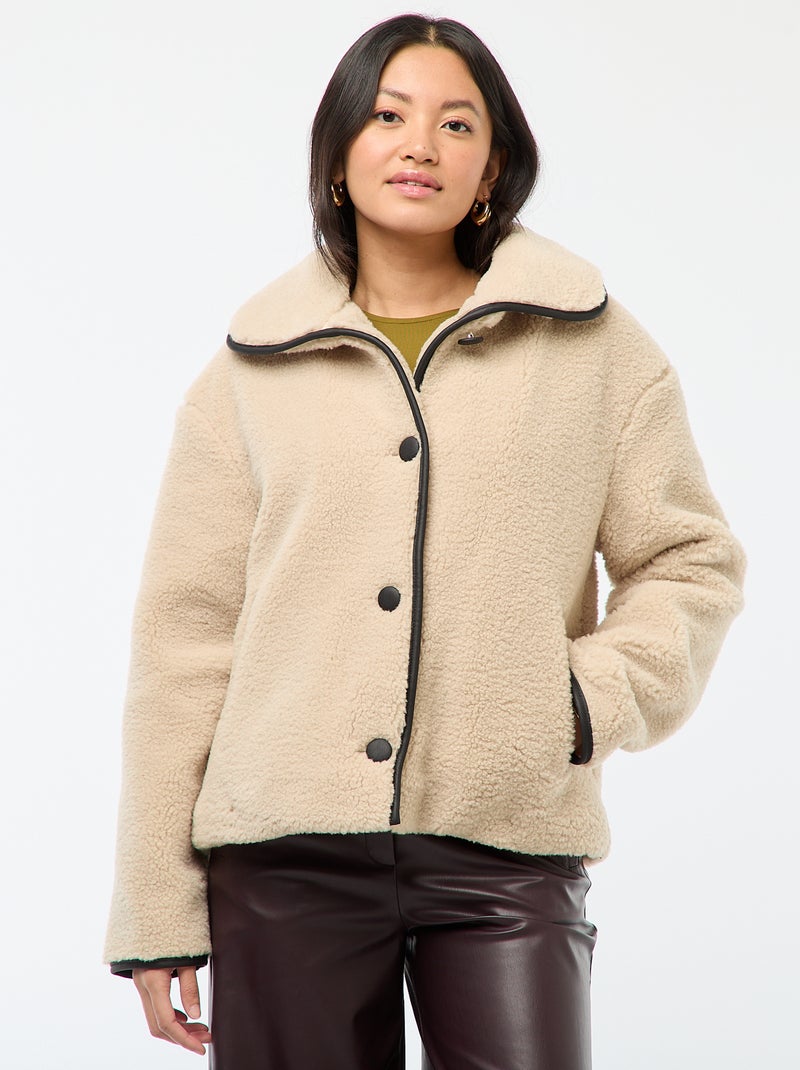 Blouson chaud effet moutonné Beige - Kiabi