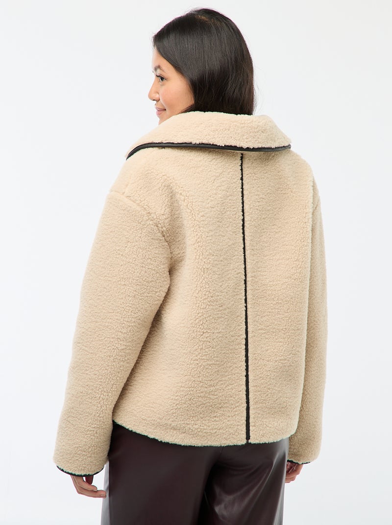Blouson chaud effet moutonné Beige - Kiabi