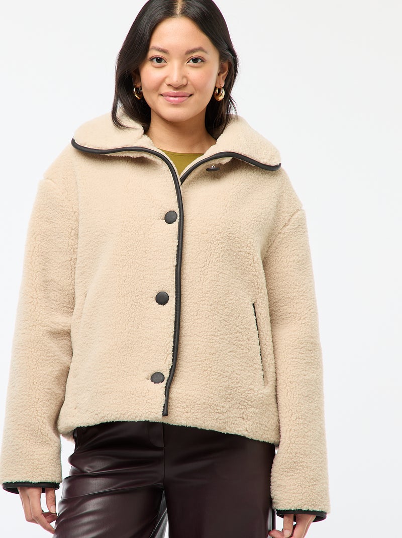 Blouson chaud effet moutonné Beige - Kiabi