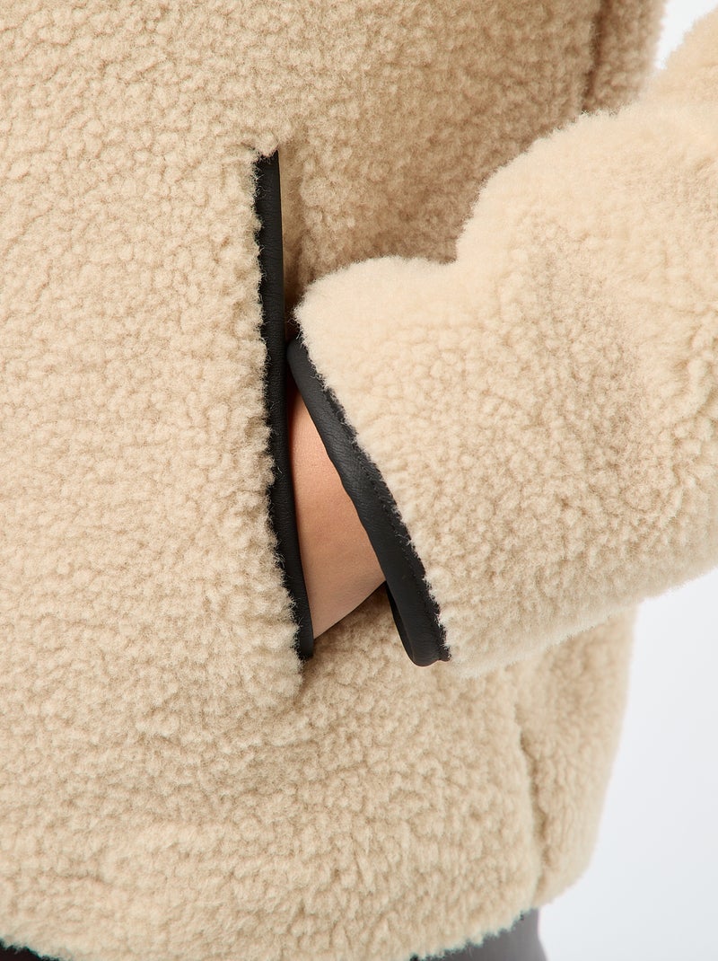 Blouson chaud effet moutonné Beige - Kiabi