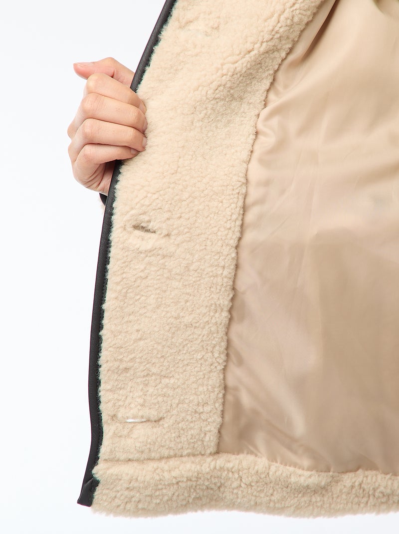 Blouson chaud effet moutonné Beige - Kiabi