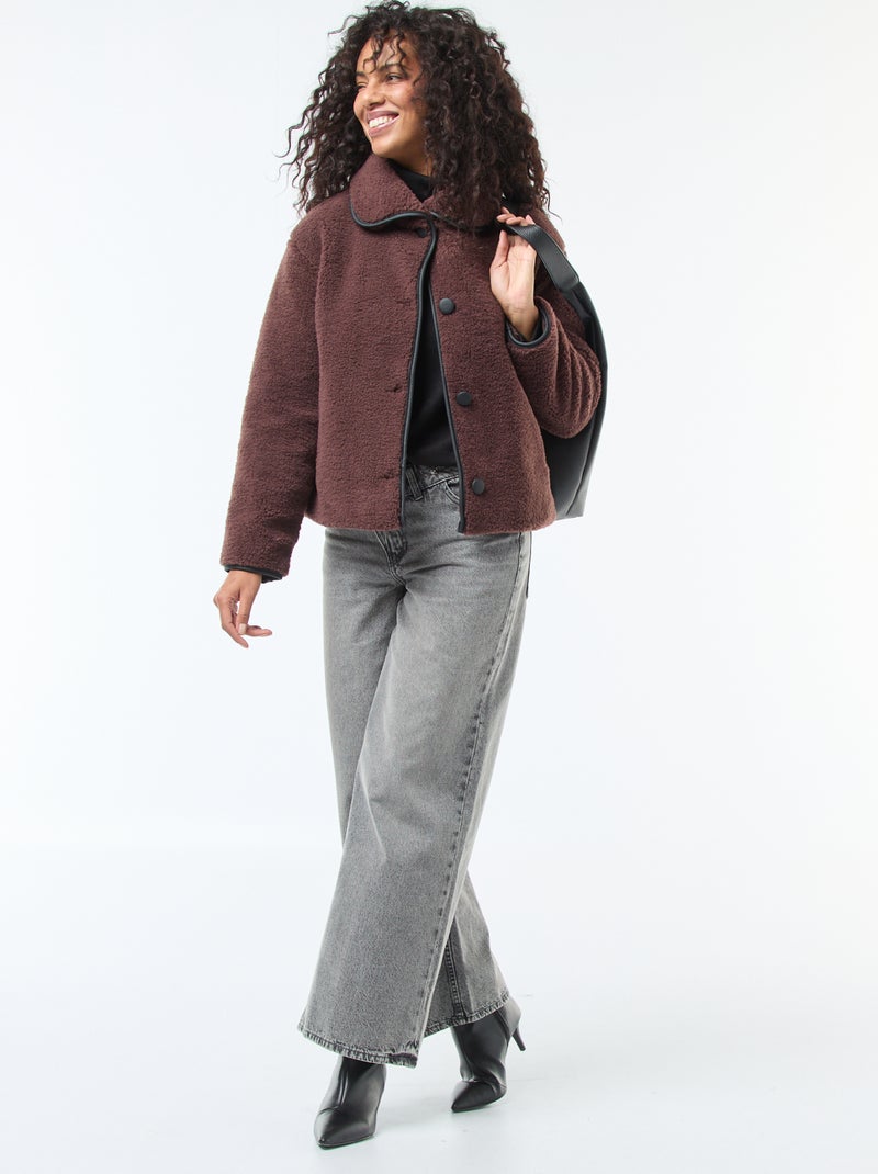 Blouson chaud effet moutonné Marron - Kiabi