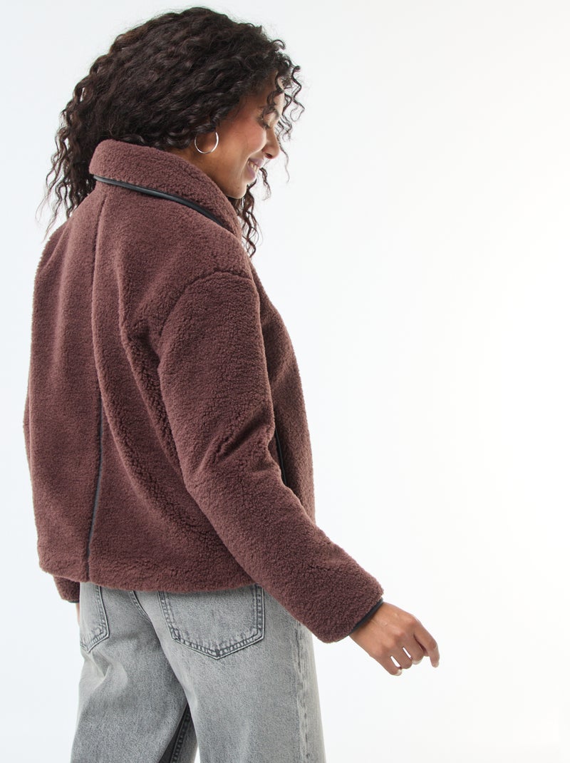 Blouson chaud effet moutonné Marron - Kiabi