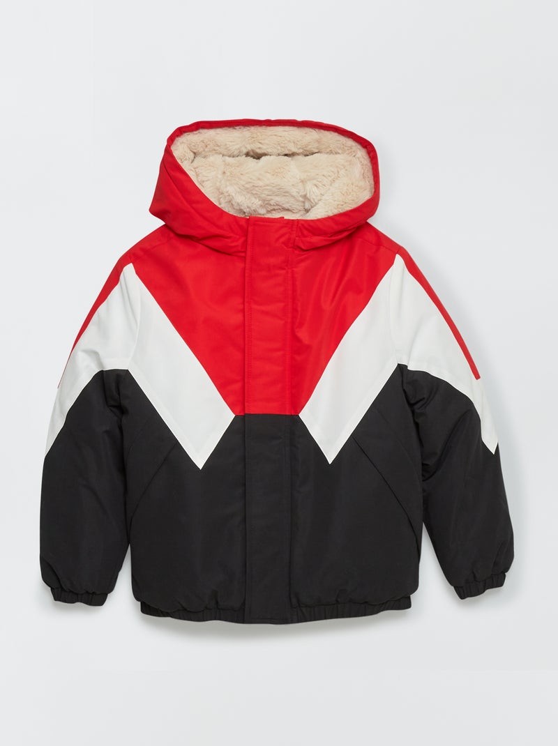 Blouson color-block rouge chiné - Kiabi