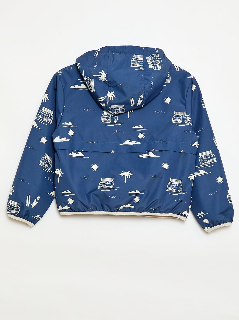 Blouson coupe-vent à capuche à capuche Bleu - Kiabi