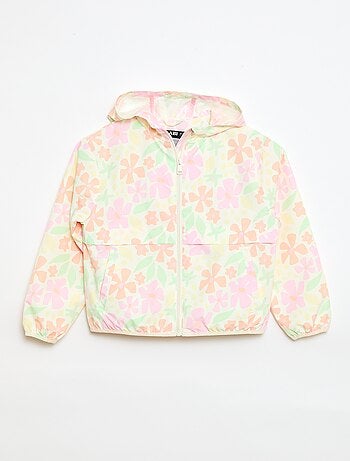 Blouson coupe-vent à capuche à motif