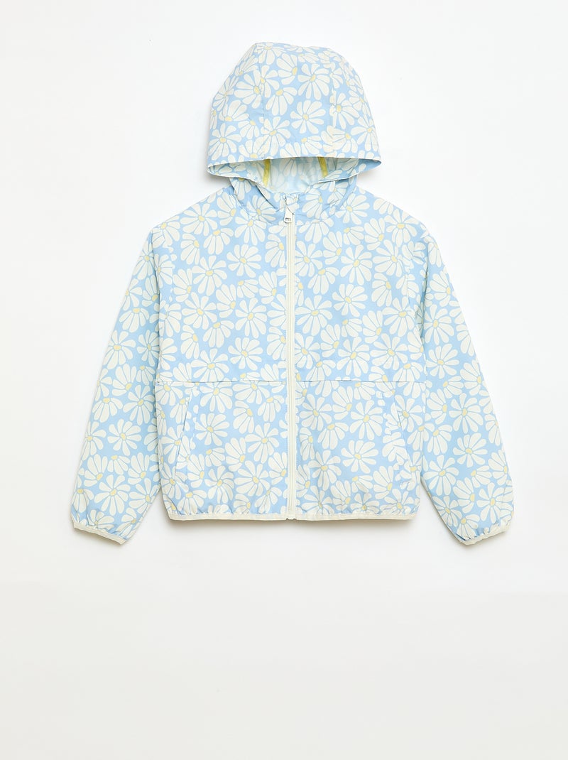 Blouson coupe-vent à capuche à motif Bleu - Kiabi