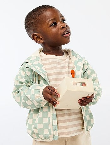 Blouson coupe vent à capuche all-over