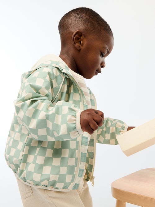 Blouson coupe vent à capuche all-over - Kiabi