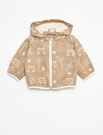 Blouson coupe vent à capuche all-over