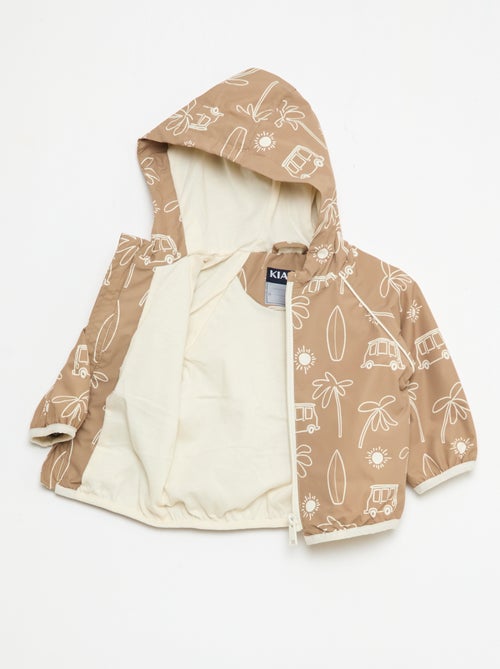 Blouson coupe vent à capuche all-over - Kiabi