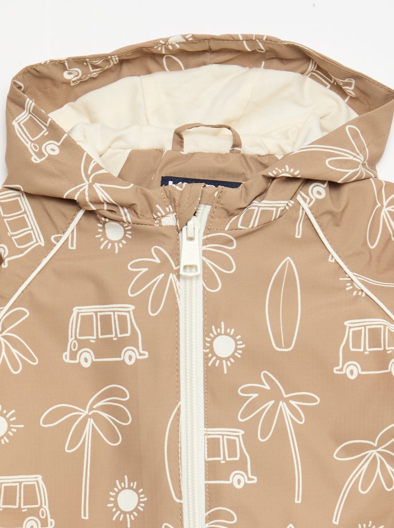 Blouson coupe vent à capuche all-over Vert - Kiabi