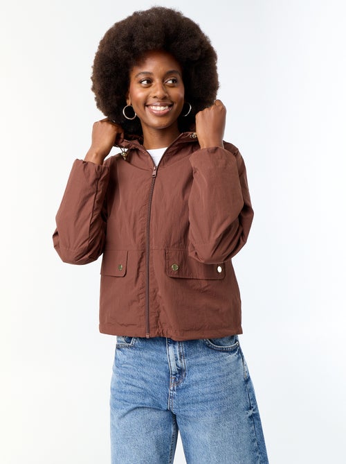 Blouson coupe-vent à capuche avec poches à rabat - Kiabi