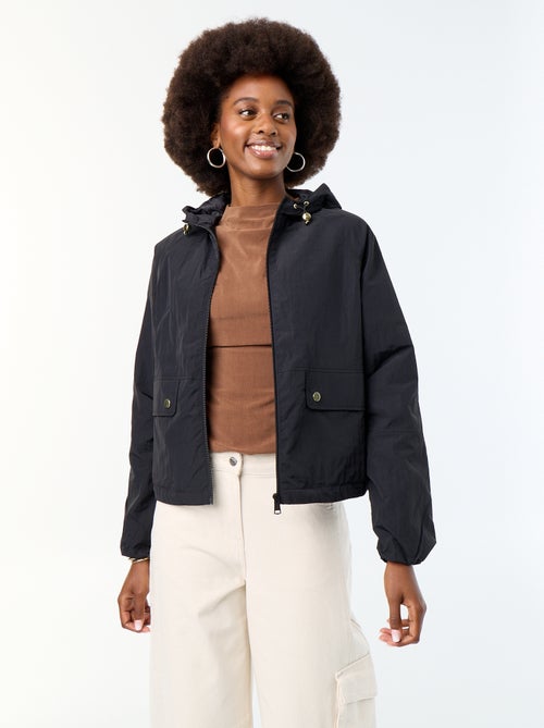 Blouson coupe-vent à capuche avec poches à rabat - Kiabi