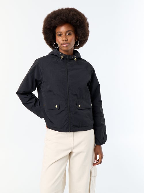Blouson coupe-vent à capuche avec poches à rabat - Kiabi