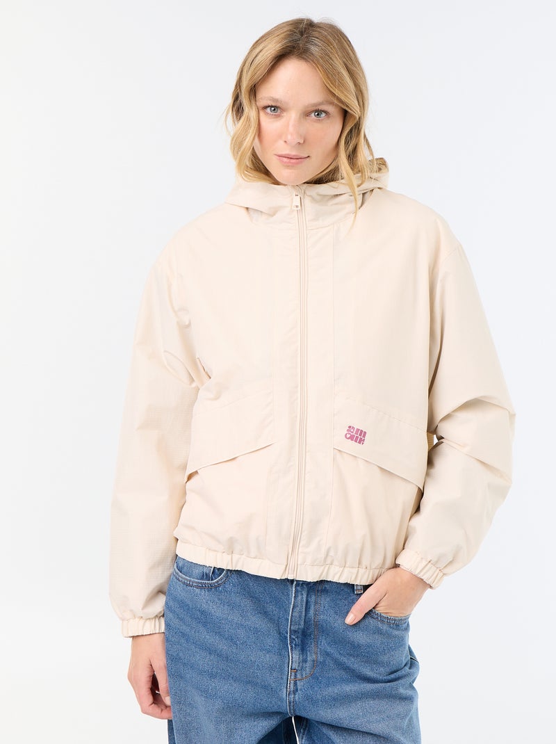 Blouson coupe-vent à capuche Beige - Kiabi