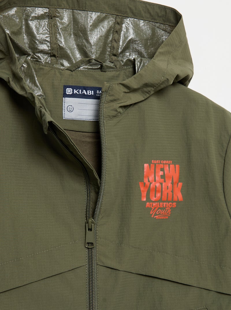 Blouson coupe-vent à capuche Kaki - Kiabi