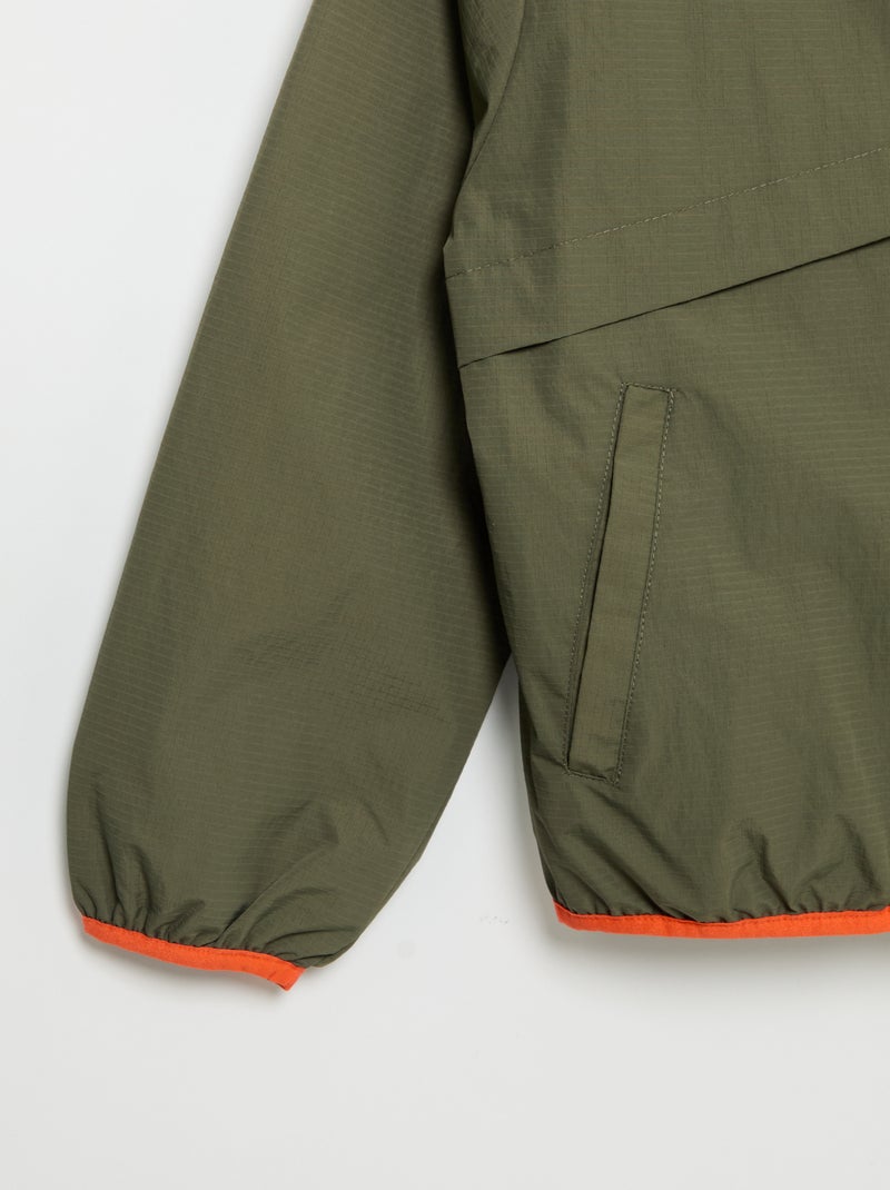 Blouson coupe-vent à capuche Kaki - Kiabi