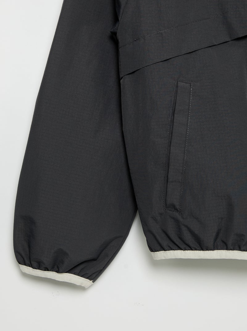 Blouson coupe-vent à capuche Noir - Kiabi