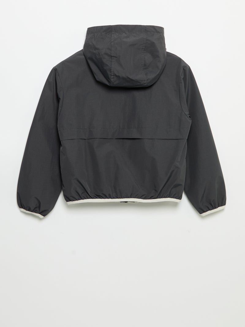 Blouson coupe-vent à capuche Noir - Kiabi