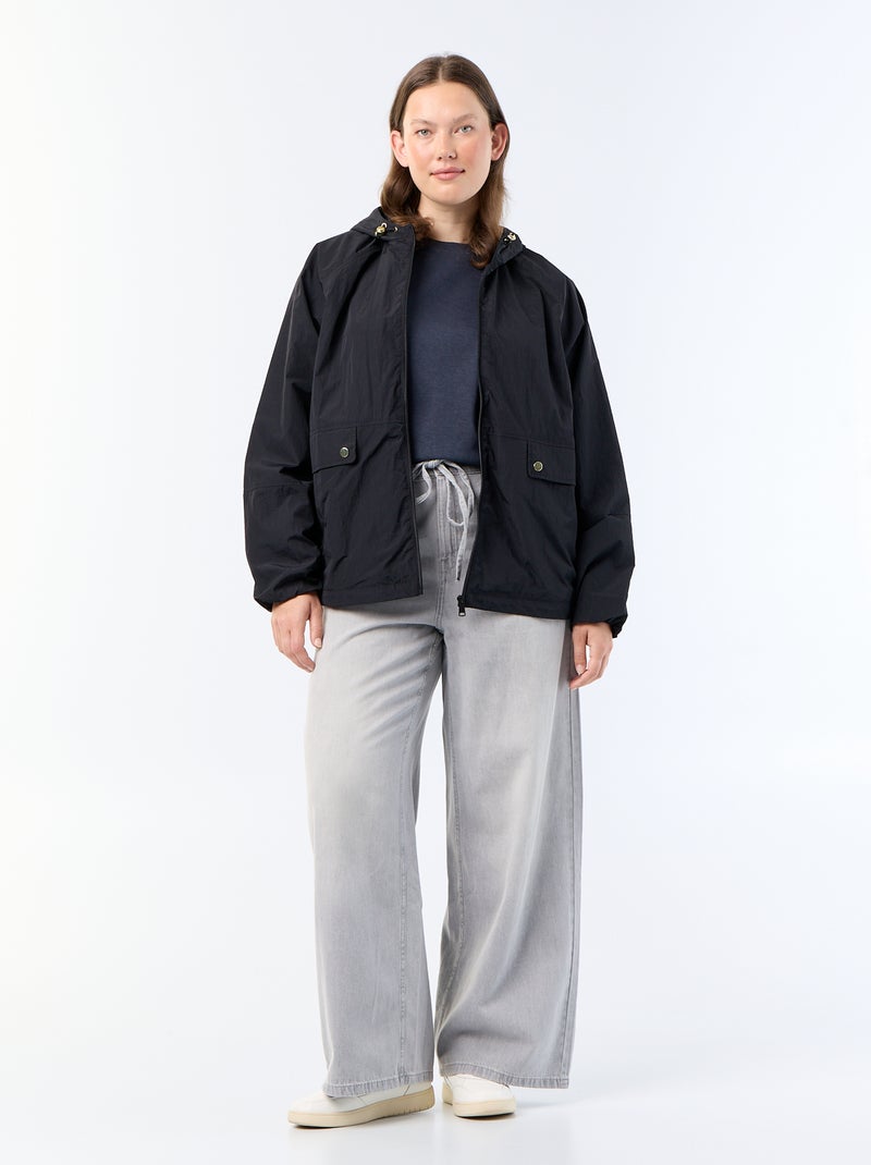 Blouson coupe-vent avec détails dorés Noir - Kiabi