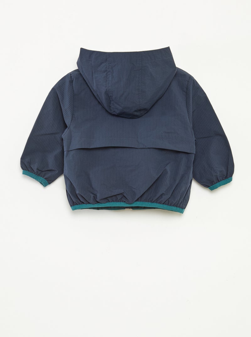 Blouson coupe-vent déperlant à capuche Bleu - Kiabi