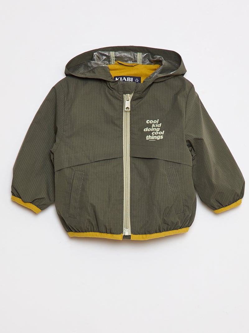Blouson coupe-vent déperlant à capuche Vert - Kiabi