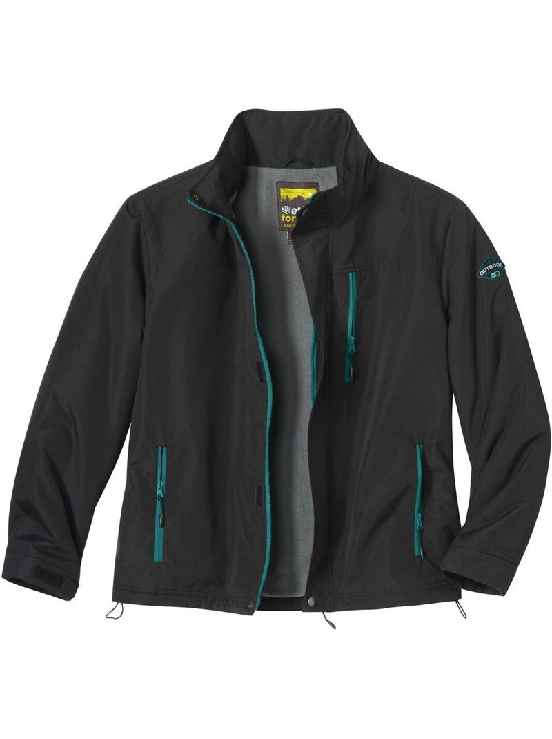 Blouson Coupe-Vent Microfibre Doublé Polaire  - ATLAS FOR MEN Noir - Kiabi