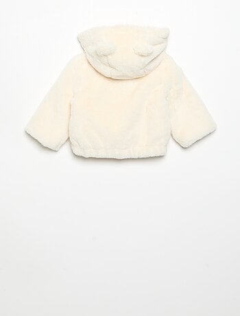 Blouson court à capuche en fausse fourrure