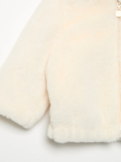 Blouson court à capuche en fausse fourrure - Kiabi