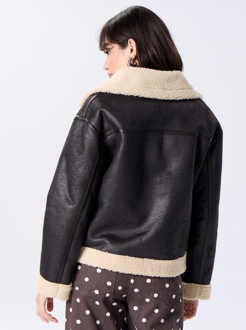 Blouson court avec col effet moutonné - Kiabi Blouson court avec col effet moutonné - Kiabi