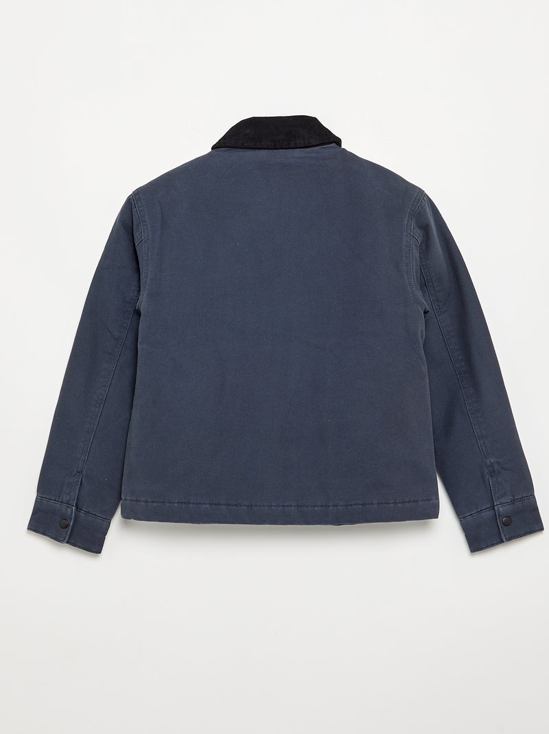 Blouson court avec col en velours contrasté Bleu - Kiabi