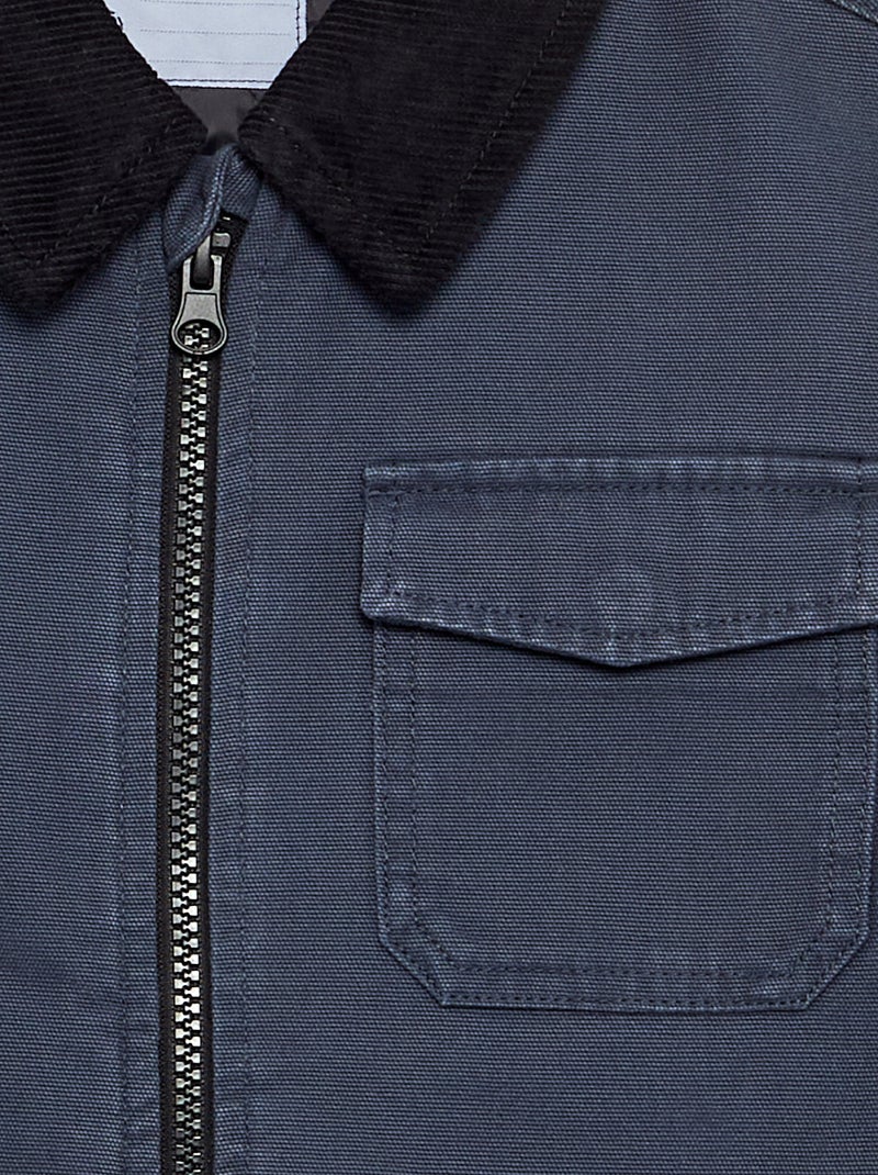 Blouson court avec col en velours contrasté Bleu - Kiabi