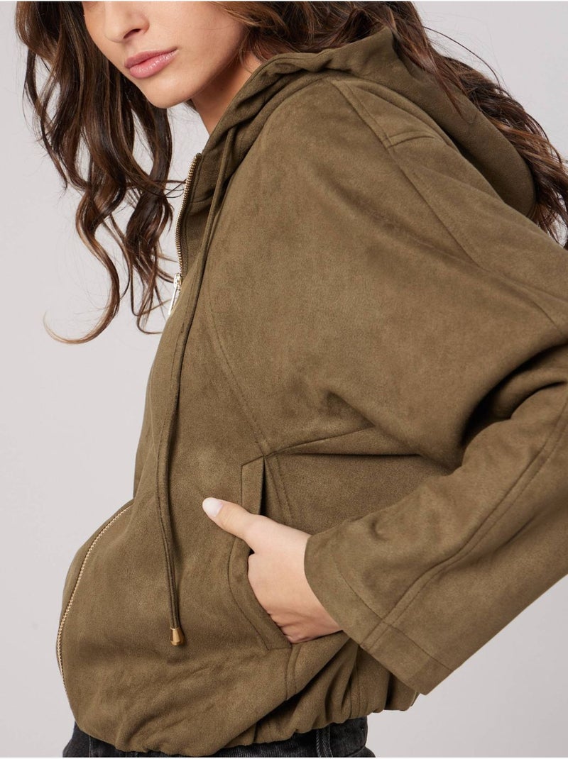 Blouson court bombers femme 'deeluxe' Kaki - Kiabi