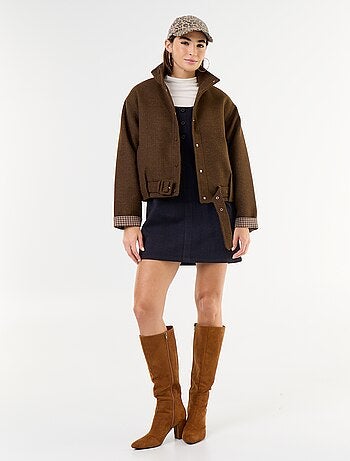 Blouson court effet lainage avec ceinture intégrée