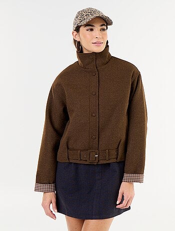 Blouson court effet lainage avec ceinture intégrée
