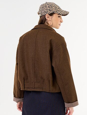 Blouson court effet lainage avec ceinture intégrée