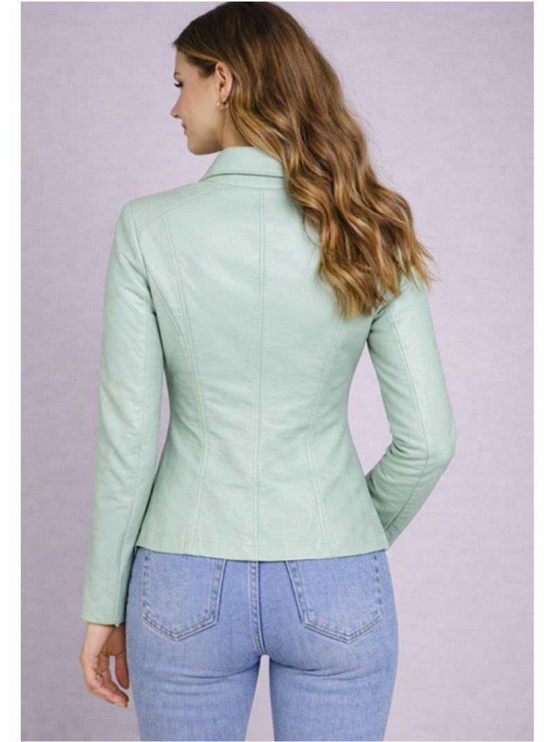 Blouson court en simili Kebello Vert - Kiabi
