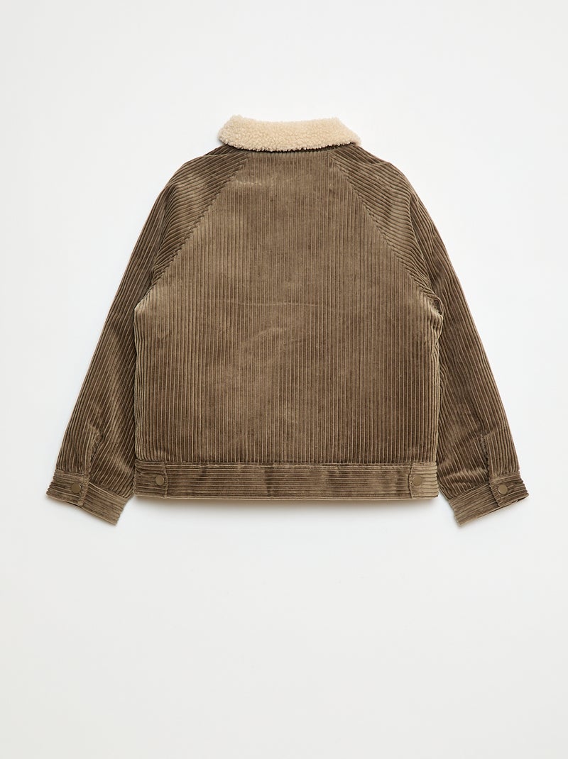 Blouson court en velours côtelé Kaki - Kiabi