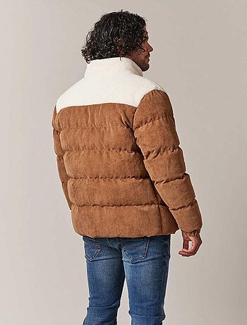 Blouson court, épais, en bimatière sherpa et velours cotelés, poches intérieures 'Deeluxe'