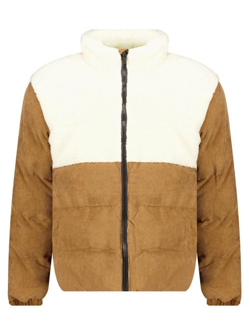 Blouson court, épais, en bimatière sherpa et velours cotelés, poches intérieures 'Deeluxe' - Kiabi