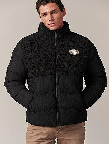 Blouson court, épais, en bimatière sherpa et velours cotelés, poches intérieures 'Deeluxe'