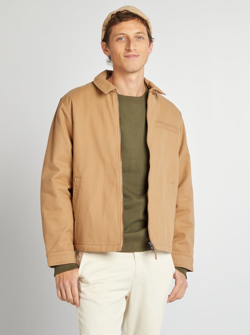 Blouson court épais en coton Beige - Kiabi