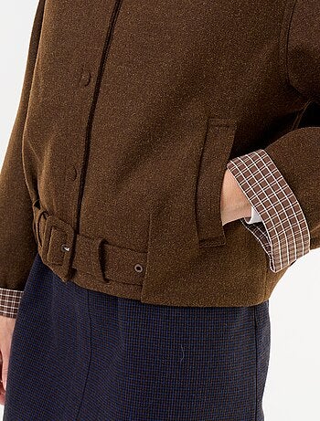Blouson court esprit lainage avec ceinture intégrée