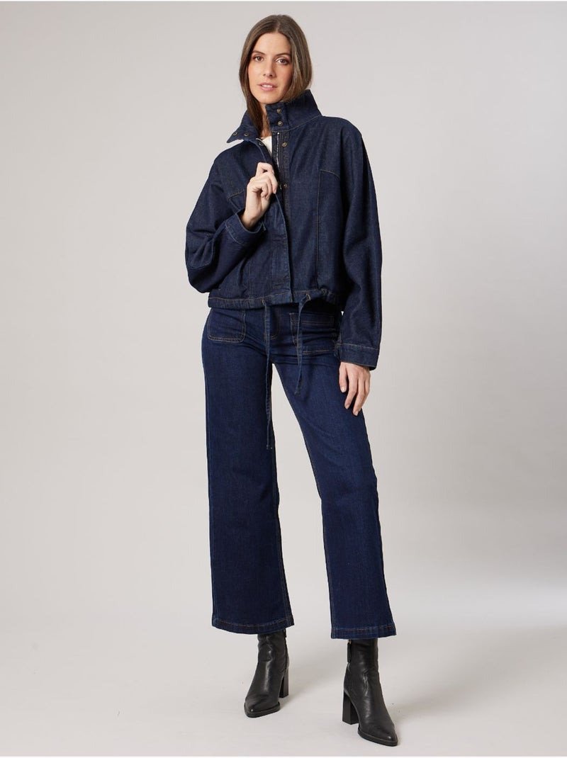 Blouson court femme en jean 'Deeluxe' Bleu foncé - Kiabi