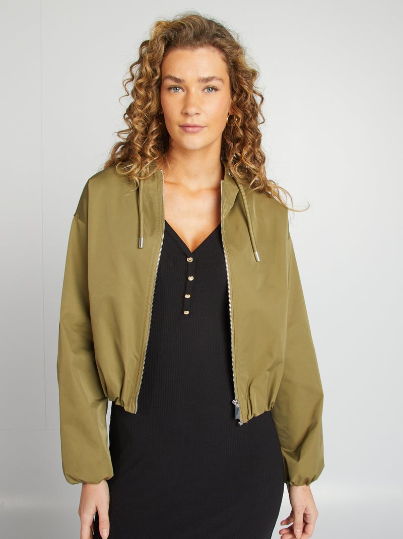 Blouson court oversize Kaki - Kiabi