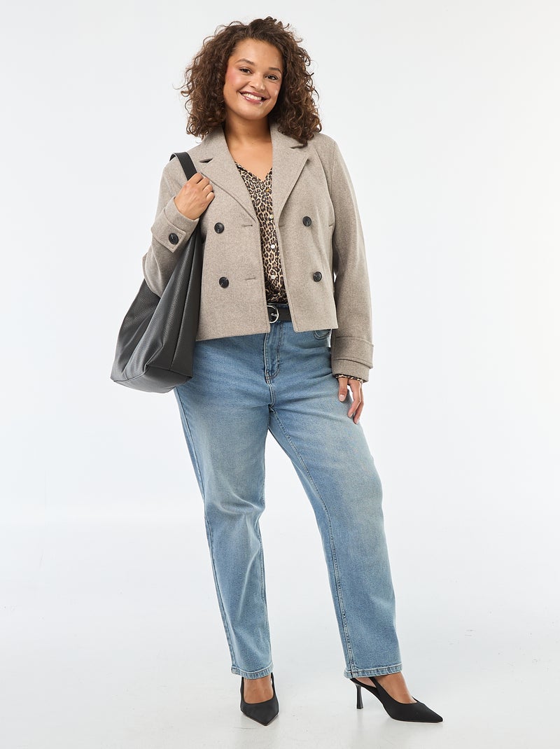 Blouson court type lainage avec 2 poches Beige - Kiabi