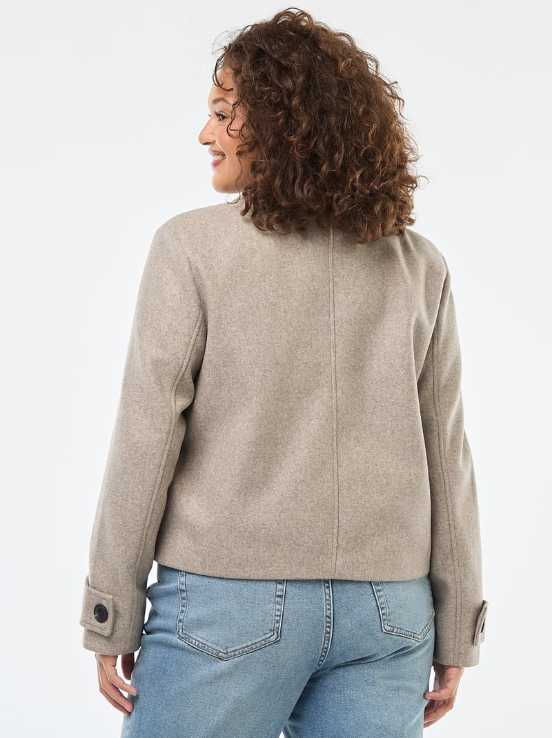 Blouson court type lainage avec 2 poches Beige - Kiabi