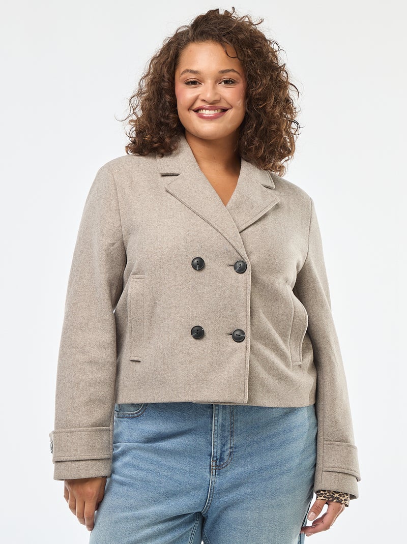 Blouson court type lainage avec 2 poches Beige - Kiabi