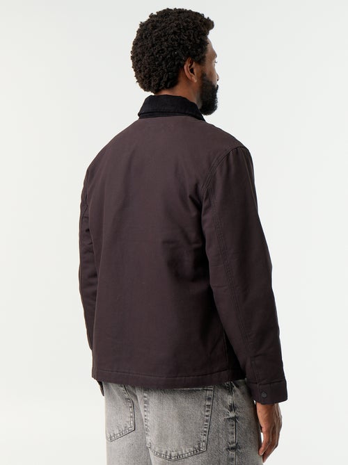 Blouson court zippé avec col contrasté en velours - Kiabi Blouson court zippé avec col contrasté en velours - Kiabi